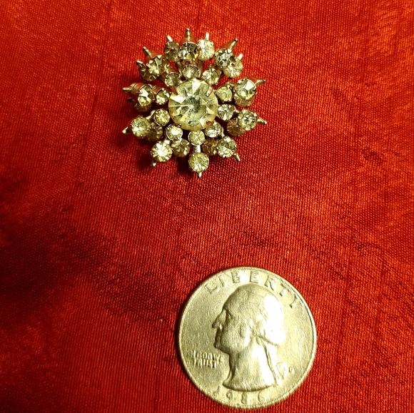 Vtg Rhinestone Snowflake Brooch - Picture 4 of 4